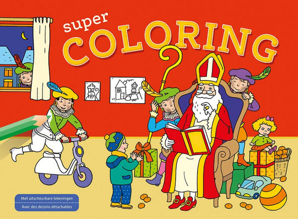 kleurboek Supercoloring Sinterklaas 30 x 22 cm rood