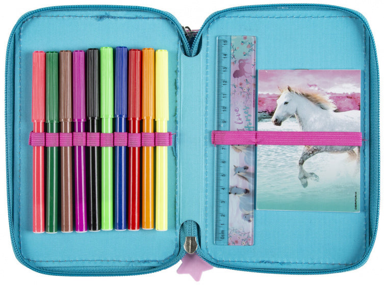 etui I Love Horses meisjes 21 x 12 cm polyester 28-delig