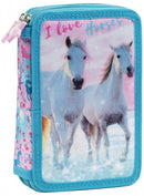 etui I Love Horses meisjes 21 x 12 cm polyester 28-delig