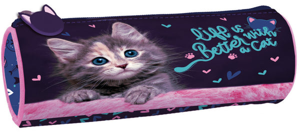 pennenetui kat meisjes 21 x 7 cm polyester
