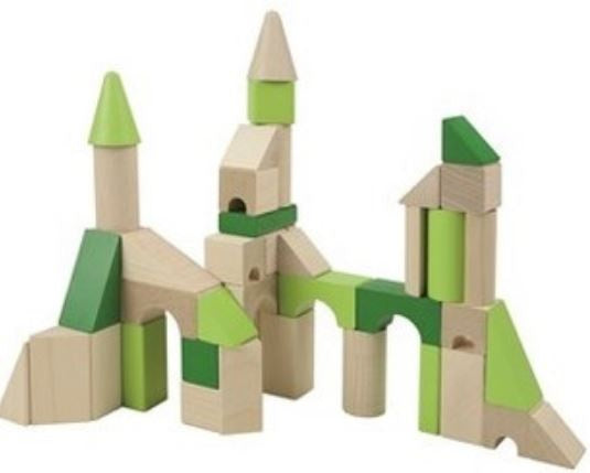 bouwblokken junior 20 mm hout bruin/groen 45-delig