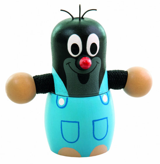 doosje met mol junior 11 cm hout zwart/blauw