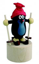 drukfiguur skiënde mol 11,5 x 5 cm hout zwart/rood