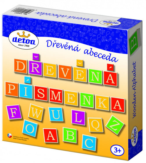 houten alfabet en tekens junior 22,7 x 5 cm 60-delig