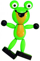 magneet kikker 6,7 x 3,4 cm hout lichtgroen/zwart