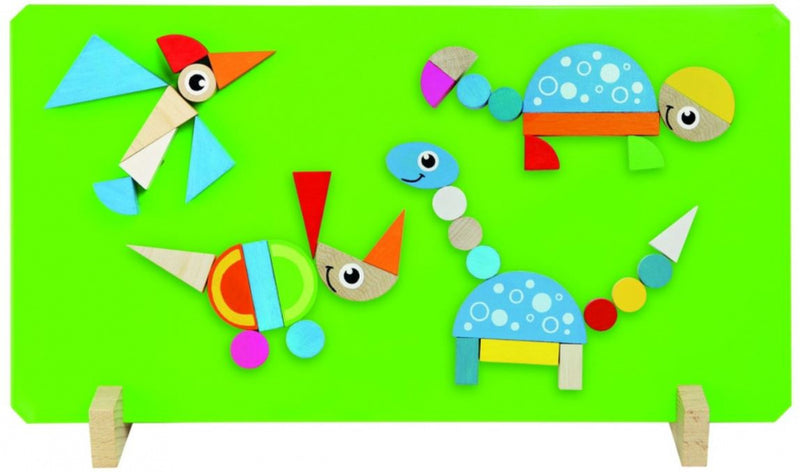 magneetpuzzel dino junior 310 x 165 mm hout groen 44-delig