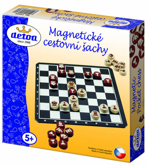 reisspel schaken magnetisch junior 16,5 cm zwart/wit