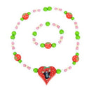 sieradenset aardbei junior hout/lycra rood/groen 2-delig