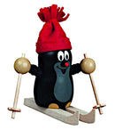 speelfiguur mol op ski's junior 9 x 10 cm hout zwart