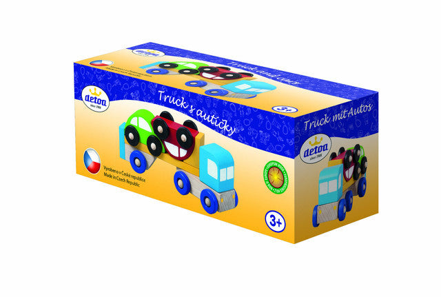 auto's Truck and Cars junior 14 cm hout 4-delig