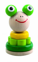 stapelspel kikker junior 11,5 x 6 cm hout groen 5-delig