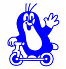 stempel mol met een bal 3,5 cm hout zwart/rood