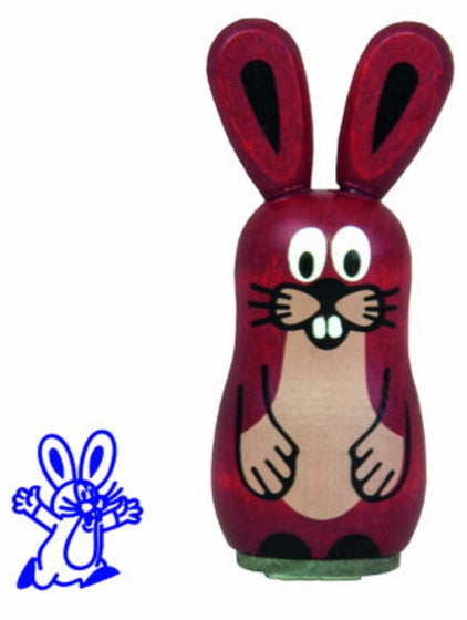 stempel springende haas 5 cm hout roodbruin