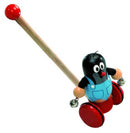 stokroller mol met belletjes 100 x 54 cm hout rood