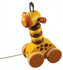 trekfiguur giraffe junior hout 11 cm geel/bruin 7-delig