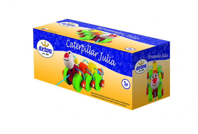 trekspeelgoed Rups Julia junior 23 x 9 cm hout  groen/rood