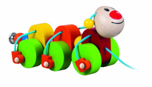 trekspeelgoed Rups Julia junior 23 x 9 cm hout  groen/rood
