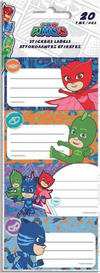 stickerlabels PJ Masks jongens papier blauw 20-delig