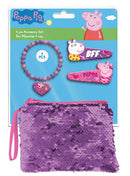 tas en accessoiresset Peppa Pig paars/roze 4-delig