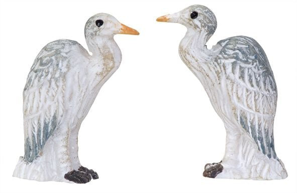 reigers op ijs 3 x 8 cm wit/grijs 2 stuks