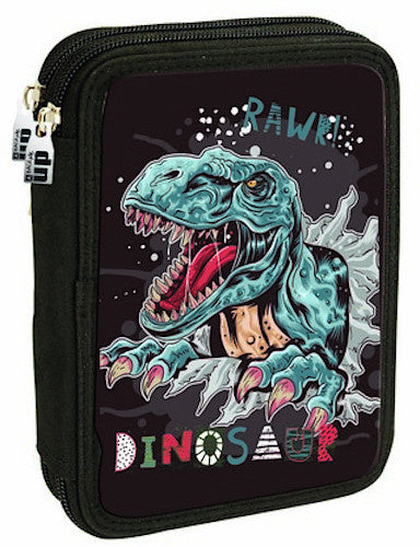 etui Dinosaur 20 x 14 cm polyester zwart 27-delig