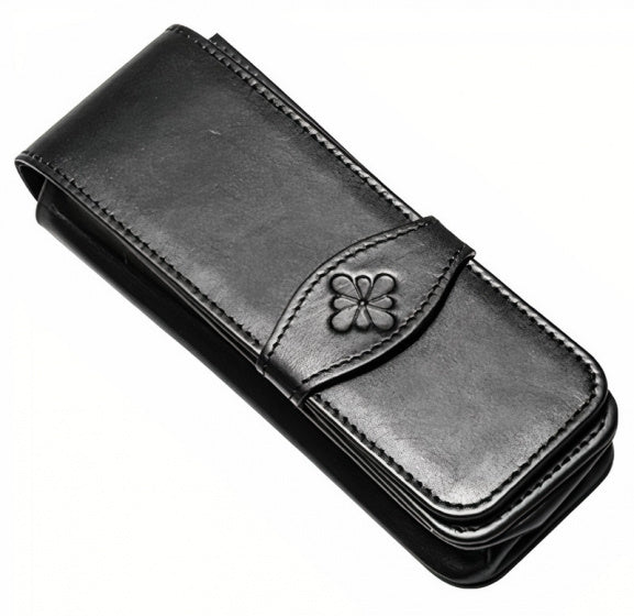 etui voor 3 pennen 15,5 x 5 cm leer zwart