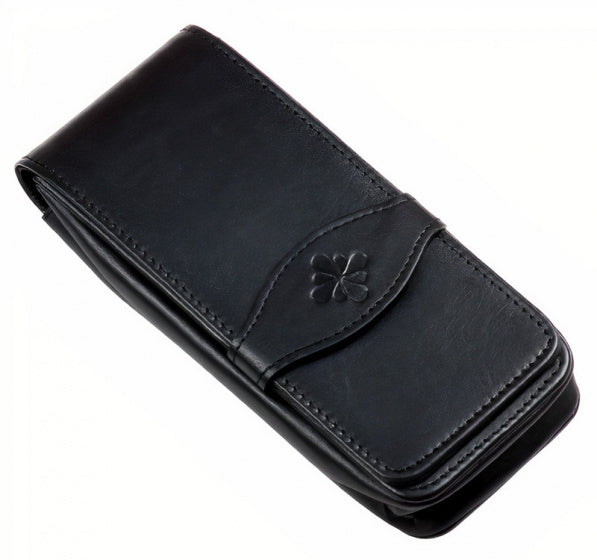 etui voor 4 pennen 15,5 x 6 cm leer zwart