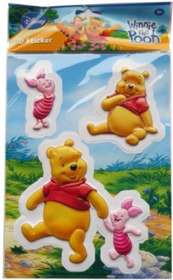 3D stickers Winnie the Pooh geel/roze/rood 3-delig