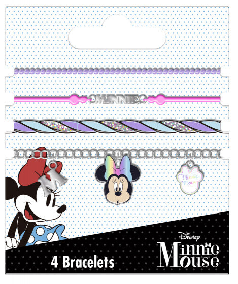 armbanden Minnie Mouse meisjes zilver/paars 4 stuks