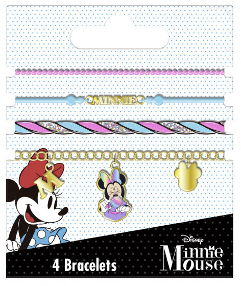 armbanden Minnie Mouse meisjes goud/roze 4 stuks