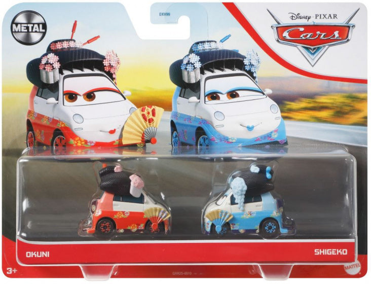 auto's Cars 3 Okuni & Shigeko 5 cm die-cast rood/blauw