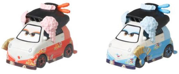 auto's Cars 3 Okuni & Shigeko 5 cm die-cast rood/blauw