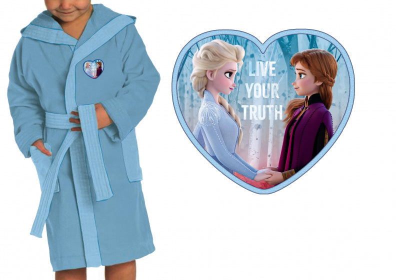badjas Frozen II meisjes katoen lichtblauw maat 122/128