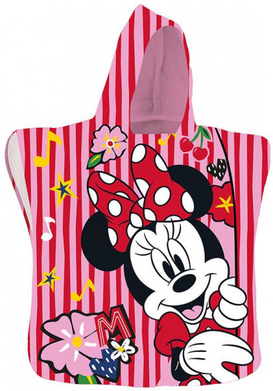 badponcho Minnie meisjes 50 x 100 cm polyester rood/roze