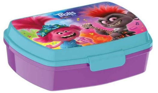 broodtrommel Trolls 2 junior 17 x 14 cm paars/blauw