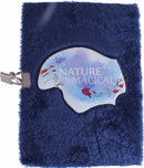 dagboek Fluffy Frozen 2 16 x 21 cm pluche donkerblauw