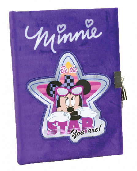 dagboek Minnie Mouse meisjes 21 x 16 x 4 cm suède paars