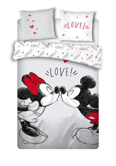 dekbedovertrek Mickey & Minnie 240 x 220 cm wit/rood