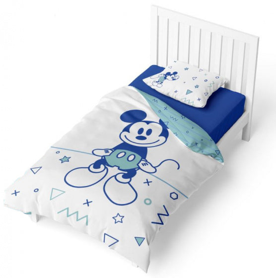 dekbedovertrek Mickey Mouse junior 100 x 140 cm wit/blauw