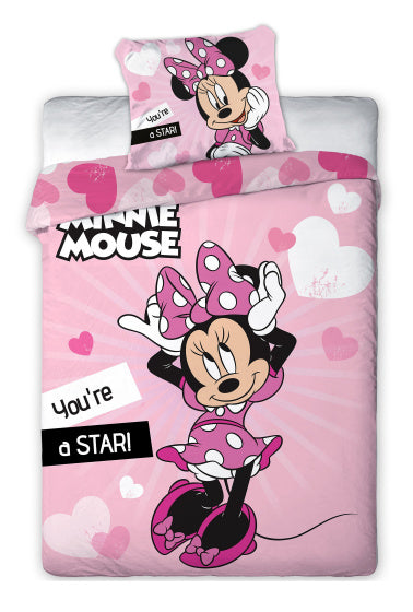 dekbedovertrek Minnie Mouse 140 x 200 cm polyester roze