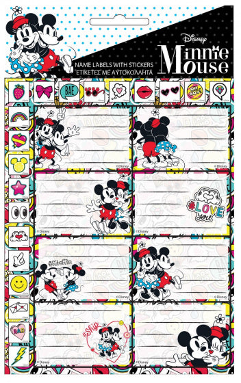 etiketten Minnie Mouse junior papier wit 8 stuks