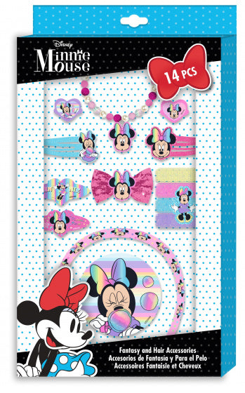 haaraccessoires Minnie Mouse roze/lichtblauw 14-delig