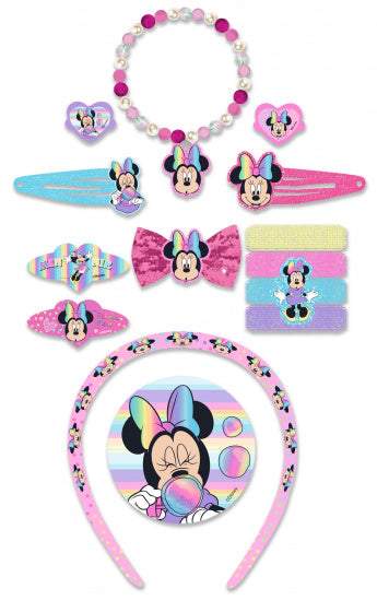 haaraccessoires Minnie Mouse roze/lichtblauw 14-delig
