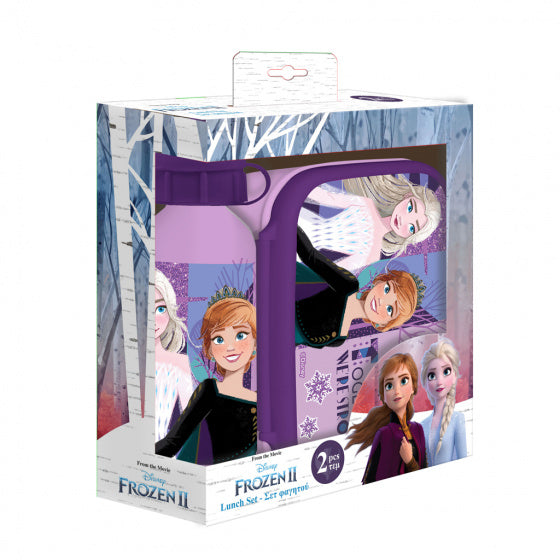 lunchset Frozen 2 junior aluminium paars/roze 2-delig