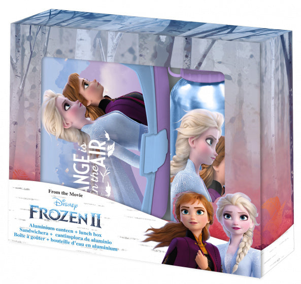 lunchset Frozen junior aluminium roze/blauw 2-delig