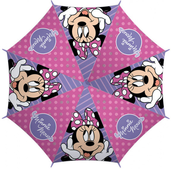 paraplu Minnie Mouse strepen junior 48 cm polyester roze