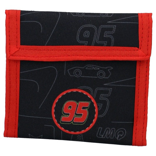 portemonnee Cars junior 10 x 10 cm polyester zwart/rood