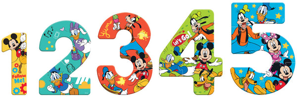 puzzel Mickey Mouse 1-5 karton rood/blauw/geel 15-delig
