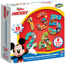 puzzel Mickey Mouse 1-5 karton rood/blauw/geel 15-delig
