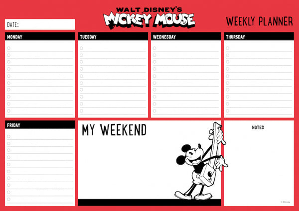 scheurkalender Mickey Mouse A4 rood/wit 54 pagina's